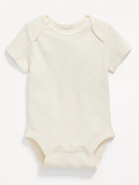Unisex Short-Sleeve Ribbed Bodysuit for Baby