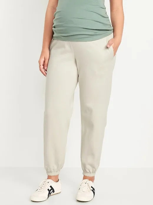 Maternity Rollover-Waist Jogger Sweatpants