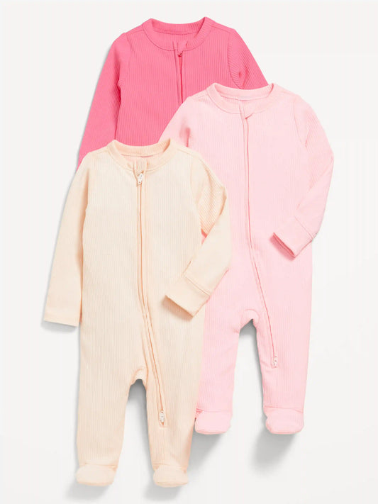 2-Way-Zip Sleep & Play Footed One-Piece 3-Pack for Baby