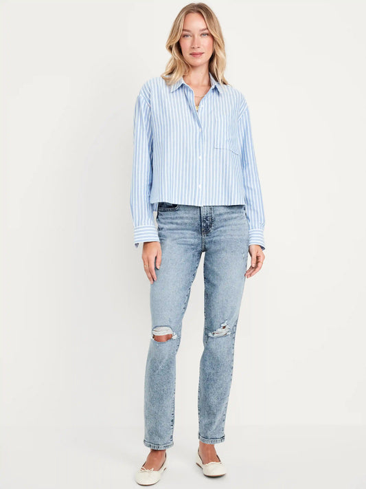 High-Waisted OG Straight Cut-Off Ankle Jeans