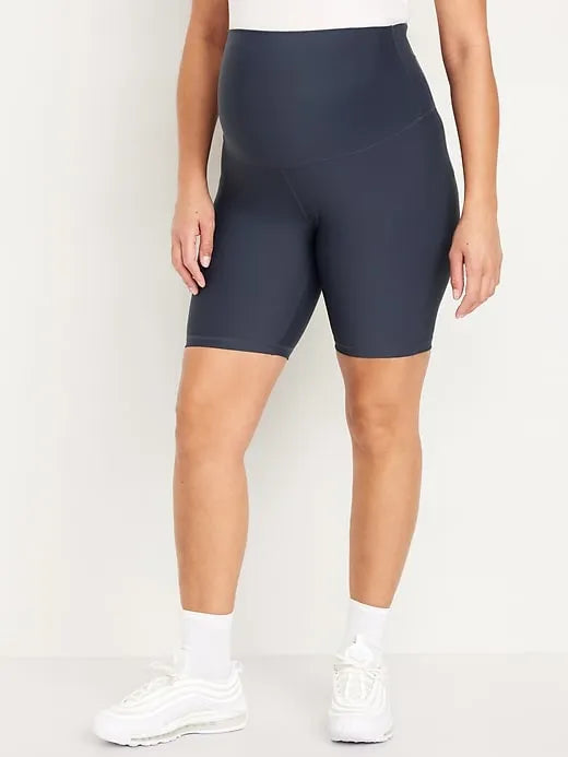 Maternity Full-Panel PowerSoft Biker Shorts -- 8-inch inseam