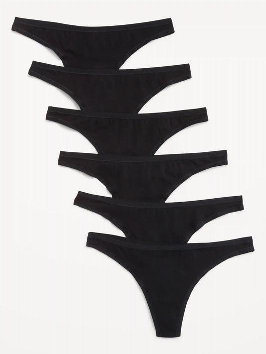 6-Pack Low-Rise Everyday Cotton Thongs