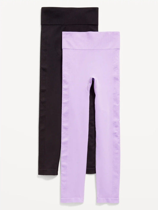 Fitted High-Waisted 7/8-Length Seamless Leggings 2-Pack for Girls