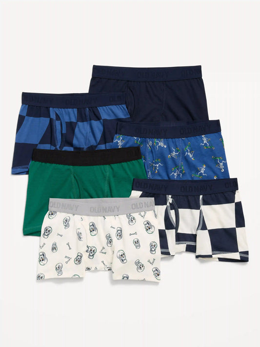 Solid Boxer-Brief Underwear 6-Pack for Boys