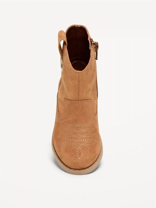 Faux-Suede Side-Zip Western Boots for Toddler Girls