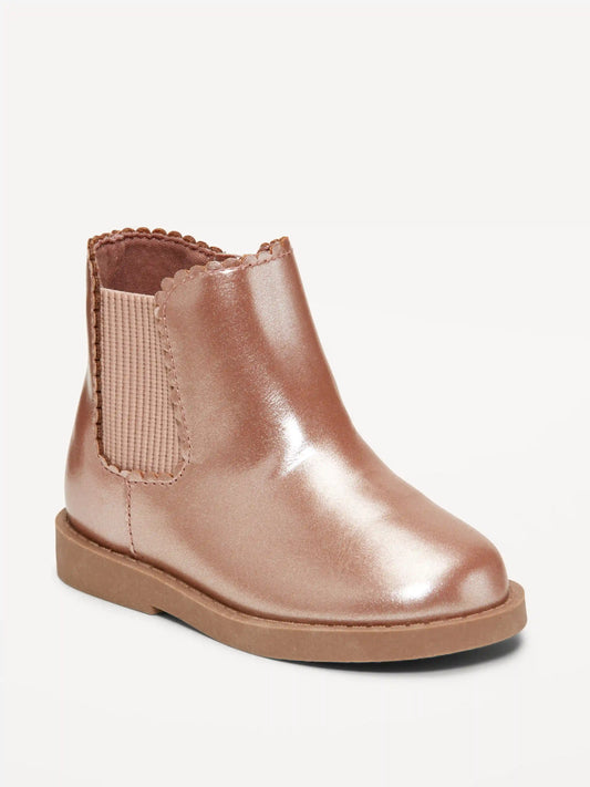 Shiny Faux-Leather Chelsea Boots for Toddler Girls