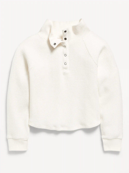 CozePlush Waffle Knit Henley Top for Girls