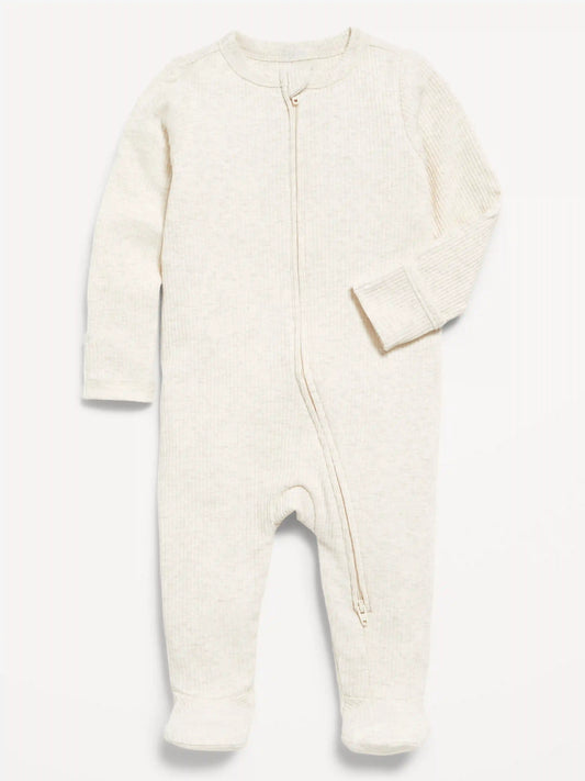 Ribbed 2-Way-Zip Sleep & Play Footed One-Piece for Baby