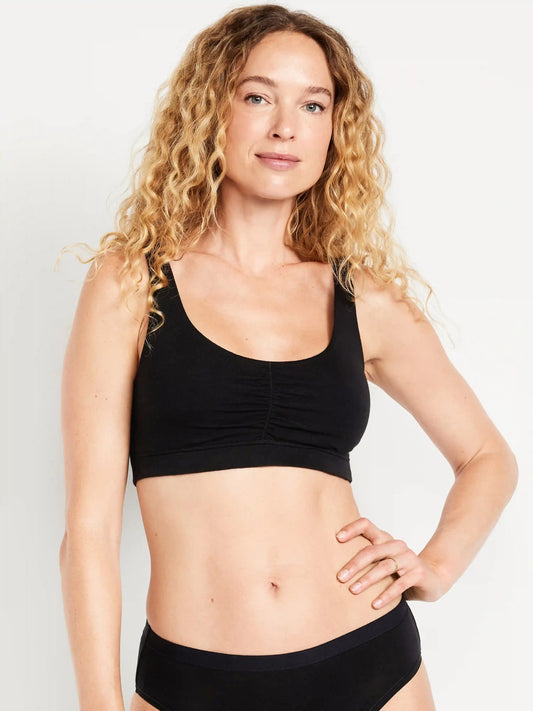 Ruched Cotton Bralette