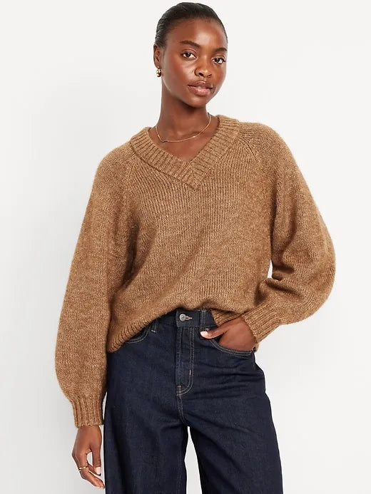 Cozy Cropped V-Neck Sweater