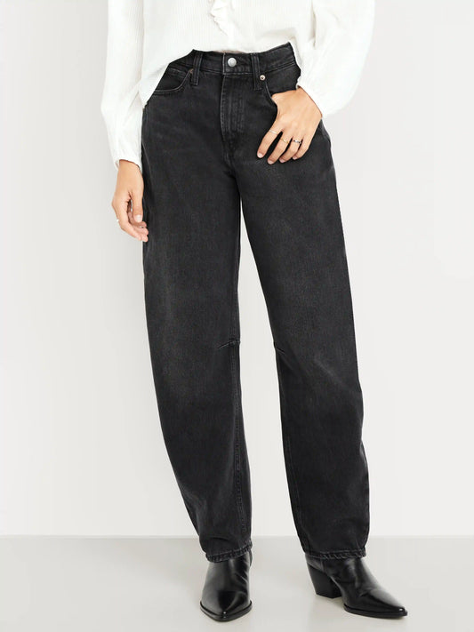High-Waisted Baggy Barrel Jeans