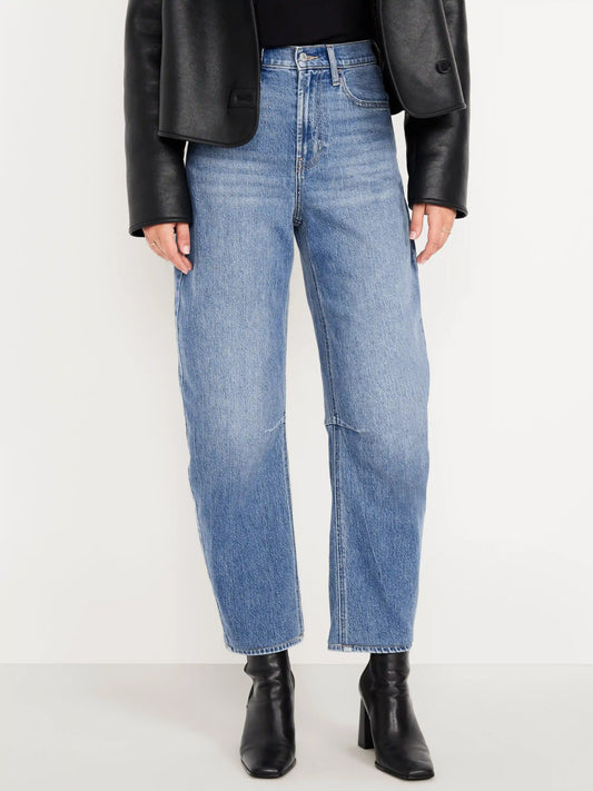 High-Waisted Wow Barrel Ankle Jeans