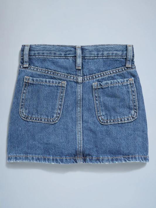 High-Waisted Button-Front Jean Skirt for Toddler Girls
