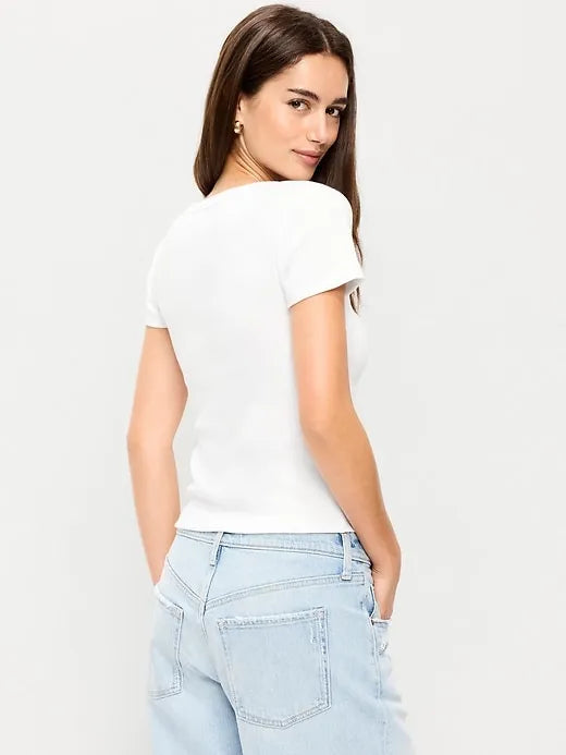 Snug V-Neck Crop T-Shirt