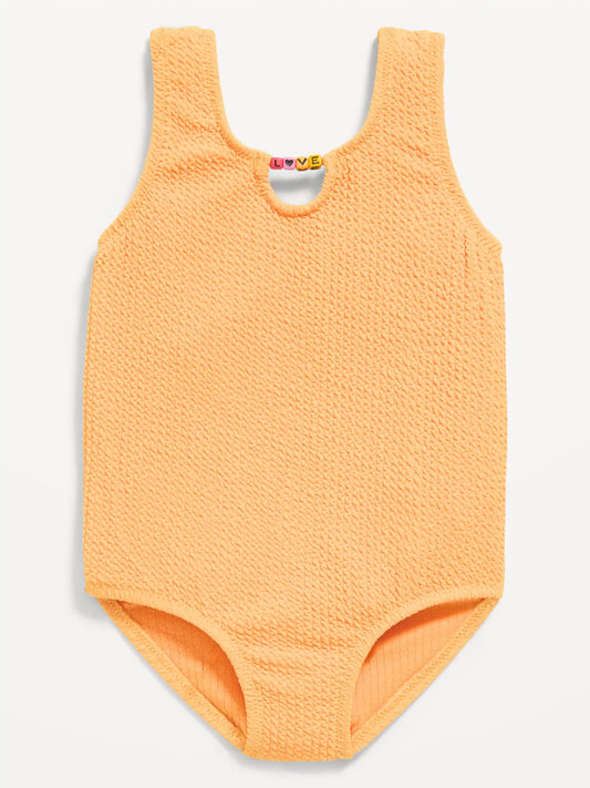 Textured Beaded One-Piece Swimsuit for Toddler Girls