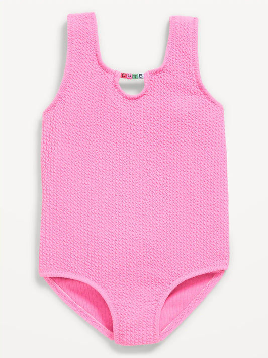 Textured Beaded One-Piece Swimsuit for Toddler Girls