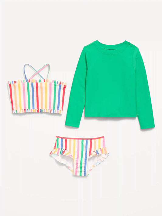 Printed Rashguard and Bikini Swim Set for Toddler Girls