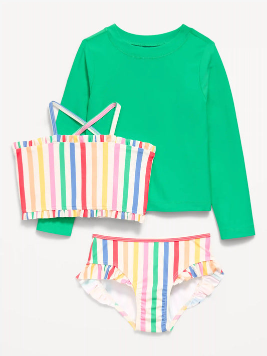 Printed Rashguard and Bikini Swim Set for Toddler Girls