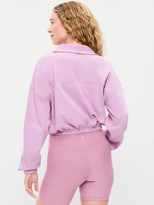 Button-Up Funnel-Neck Sweatshirt