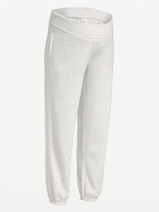 Maternity Rollover-Waist Fleece Jogger Sweatpants