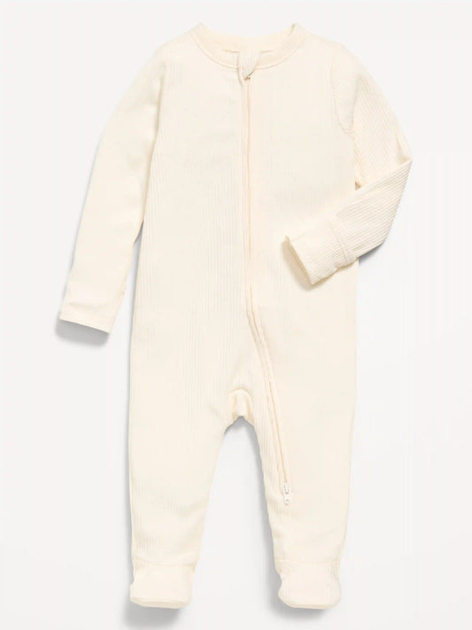 Ribbed 2-Way-Zip Sleep & Play Footed One-Piece for Baby