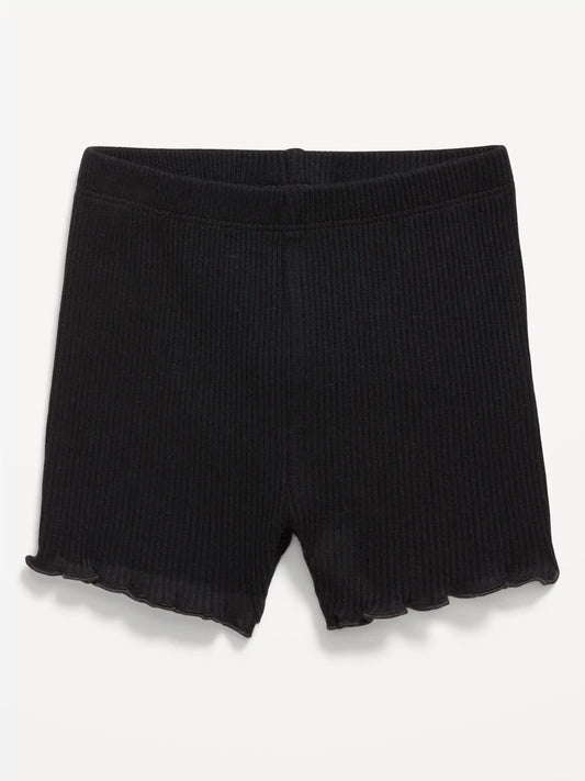 Ribbed Lettuce-Edge Biker Shorts for Baby