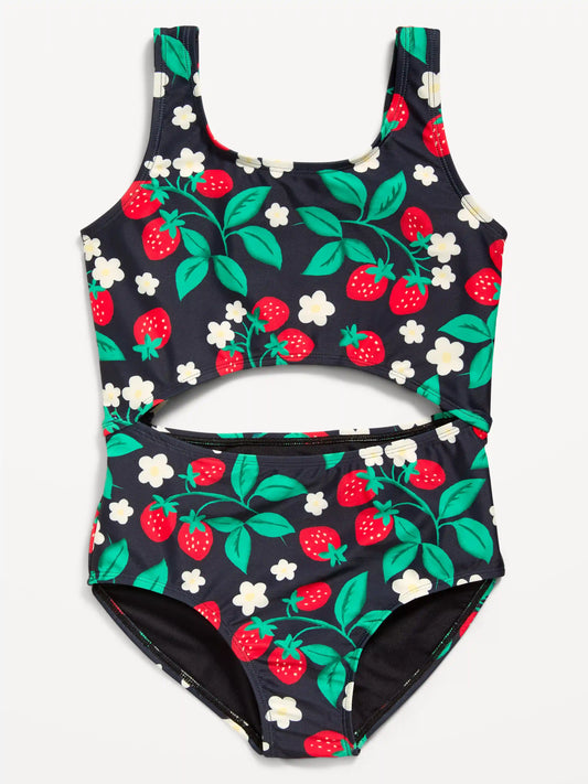 Textured Cutout One-Piece Swimsuit for Girls