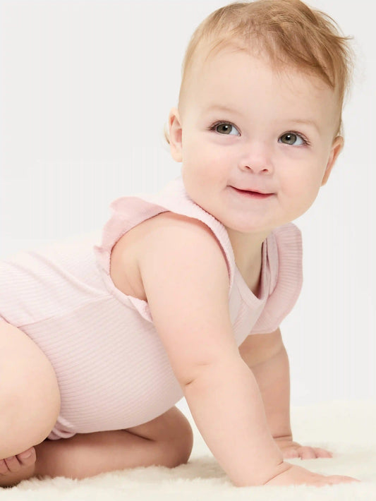 Unisex Short-Sleeve Ribbed Bodysuit for Baby