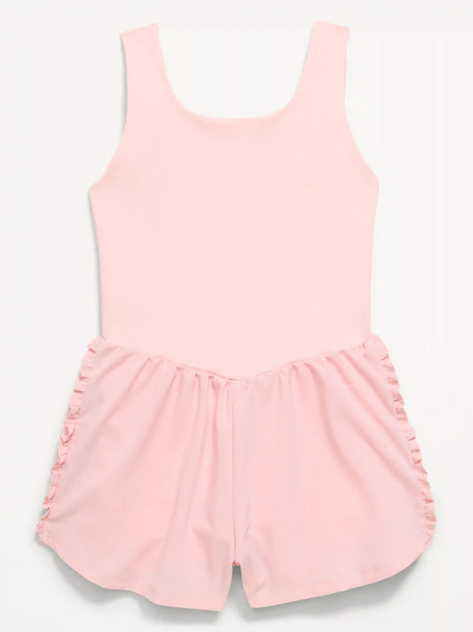 PowerChill Sleeveless Ruffle-Trim Romper for Girls