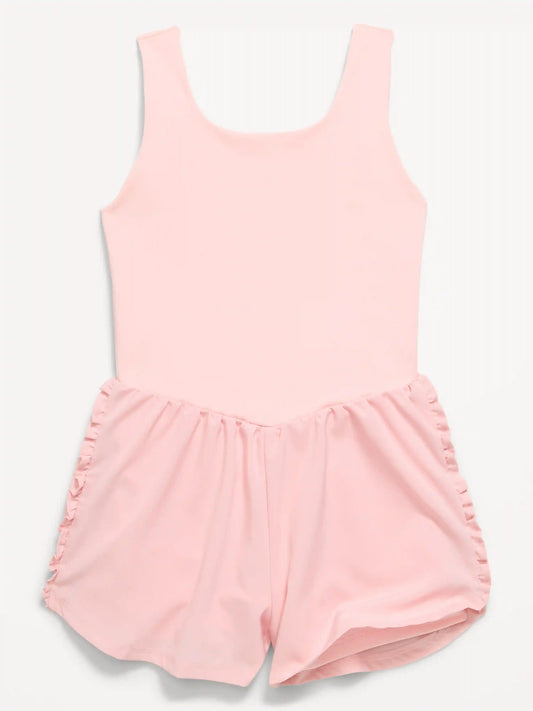 PowerChill Sleeveless Ruffle-Trim Romper for Girls