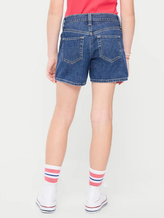 High-Waisted Hearts Jean Midi Shorts for Girls