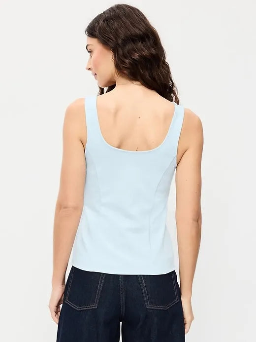 Sleeveless Button-Down Top