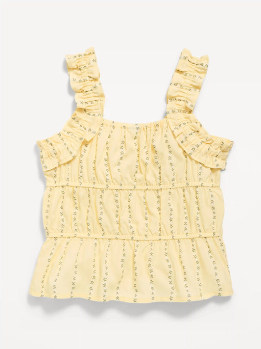 Printed Sleeveless Ruffled Top for Girls