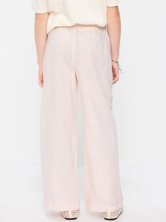 Striped Linen-Blend Wide-Leg Pants for Girls