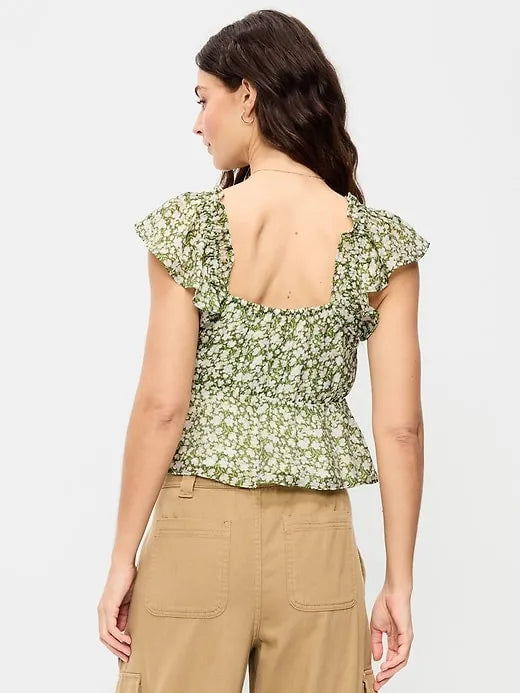 Flutter-Sleeve Fit & Flare Top