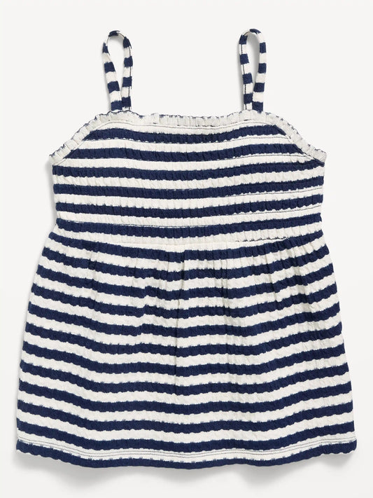 Printed Sleeveless Textured Smocked Top for Girls