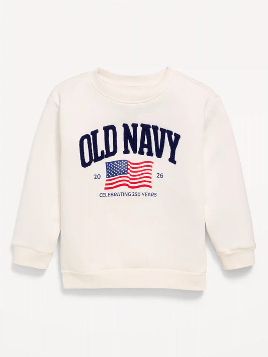 Oversized Flag Logo Graphic Sweatshirt for Toddler Boys
