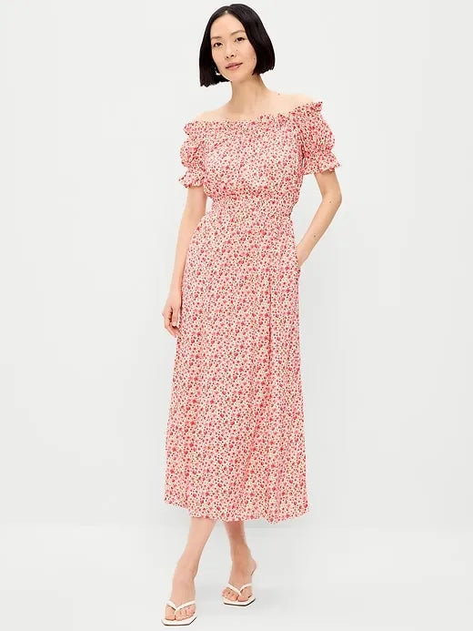 Off-The-Shoulder Boho Maxi Dress