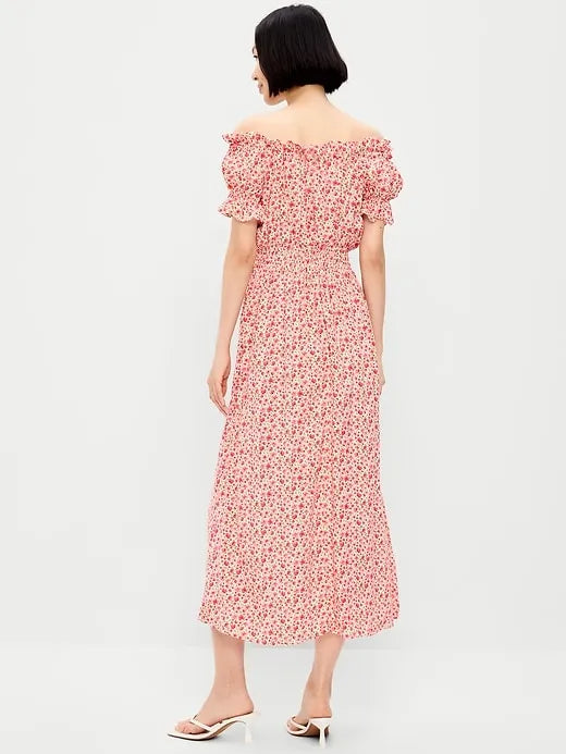 Off-The-Shoulder Boho Maxi Dress