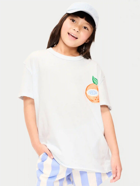 Short-Sleeve Oversized Graphic T-Shirt for Girls