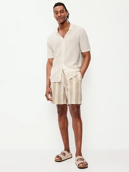 Linen-Blend Jogger Shorts -- 7-inch inseam