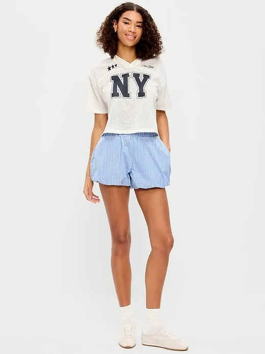 Poplin Bubble Hem Shorts