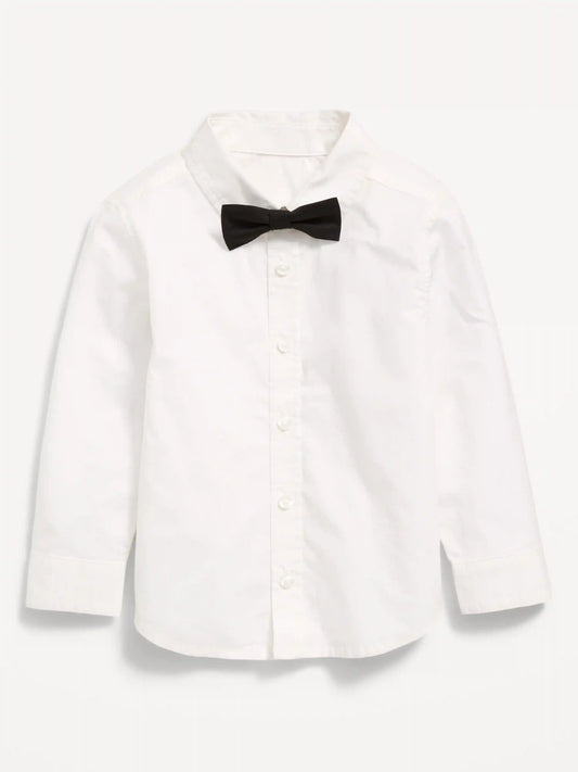Long-Sleeve Bow-Tie Poplin Shirt for Toddler Boys