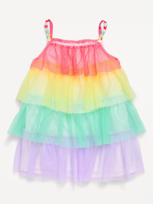 Birthday Sleeveless Tiered Tulle Dress for Toddler Girls