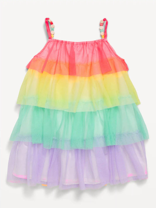 Birthday Sleeveless Tiered Tulle Dress for Toddler Girls
