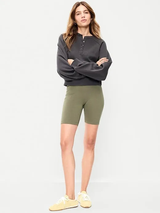 High-Waisted Jersey Biker Shorts -- 8-inch inseam