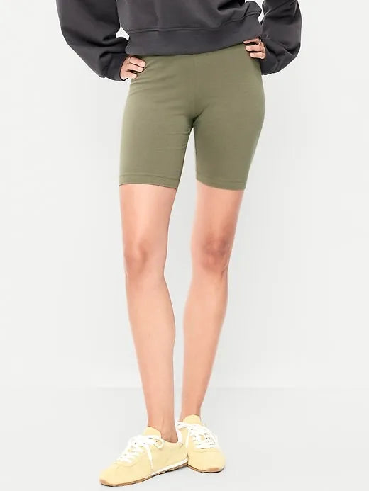 High-Waisted Jersey Biker Shorts -- 8-inch inseam