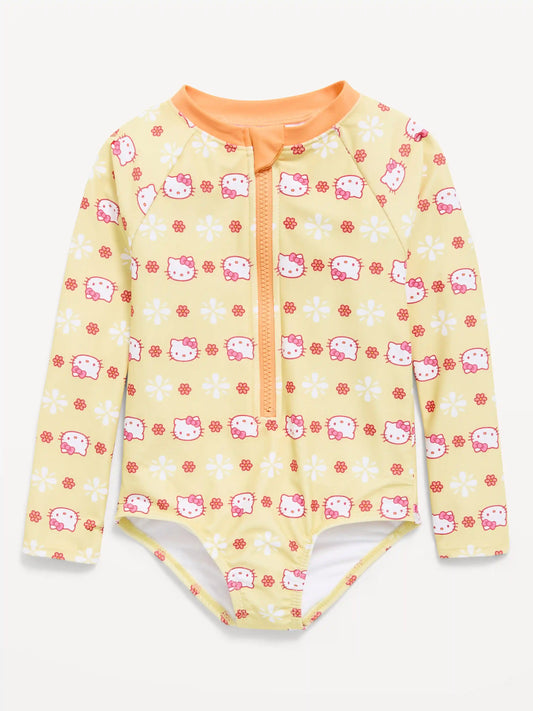 Hello Kitty® Zip-Front Rashguard One-Piece Swimsuit for Toddler Girls