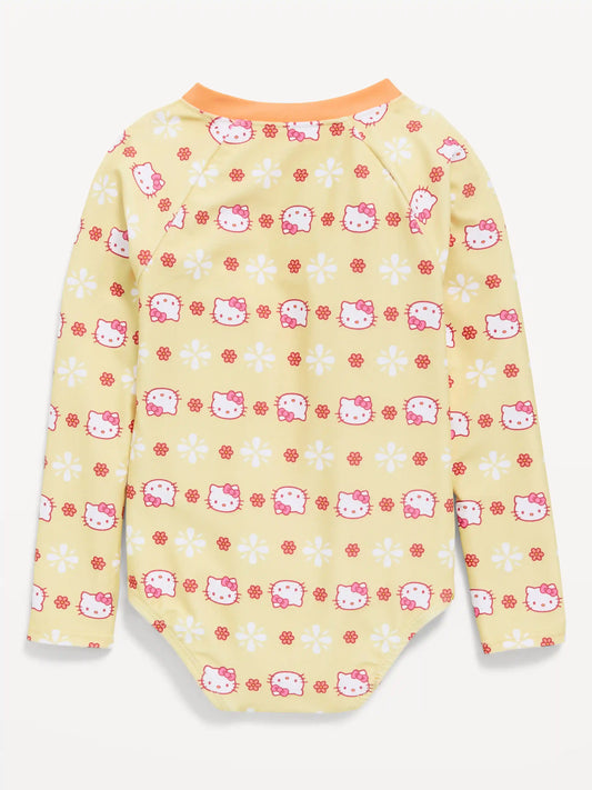 Hello Kitty® Zip-Front Rashguard One-Piece Swimsuit for Toddler Girls