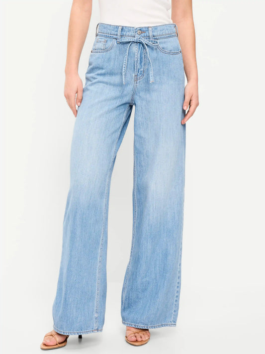 High-Waisted Drapey Wide-Leg Jeans